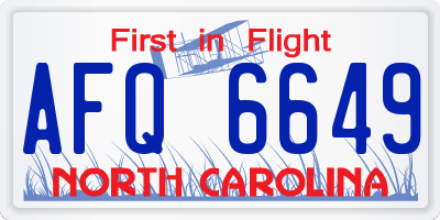 NC license plate AFQ6649
