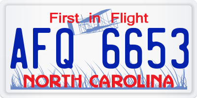NC license plate AFQ6653