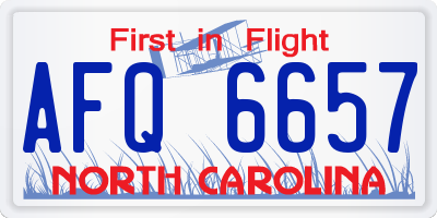 NC license plate AFQ6657