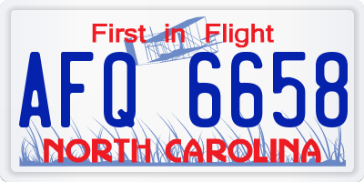 NC license plate AFQ6658