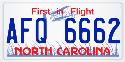 NC license plate AFQ6662