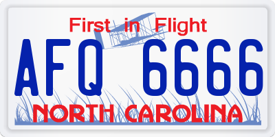 NC license plate AFQ6666