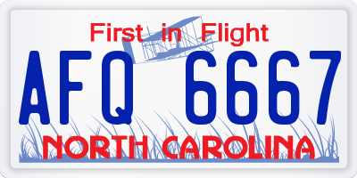 NC license plate AFQ6667