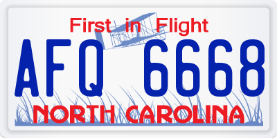NC license plate AFQ6668