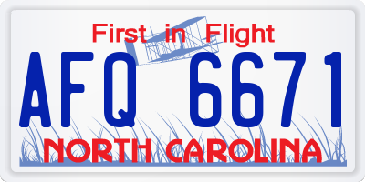 NC license plate AFQ6671
