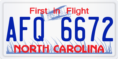 NC license plate AFQ6672