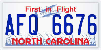 NC license plate AFQ6676