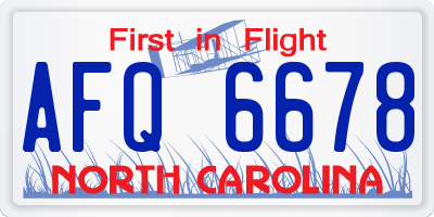 NC license plate AFQ6678