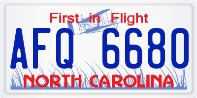 NC license plate AFQ6680