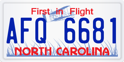 NC license plate AFQ6681