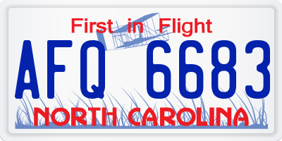 NC license plate AFQ6683