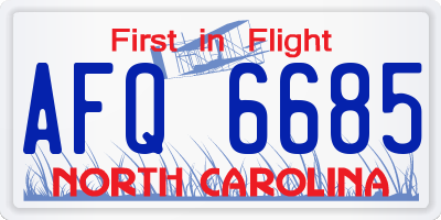 NC license plate AFQ6685