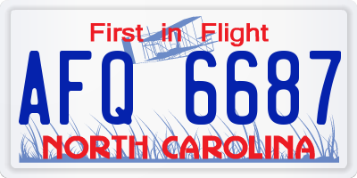 NC license plate AFQ6687