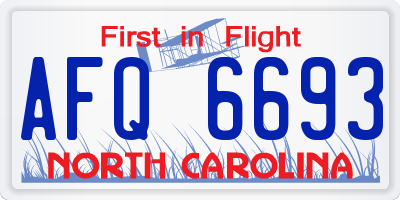 NC license plate AFQ6693