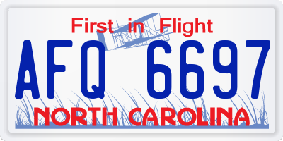NC license plate AFQ6697