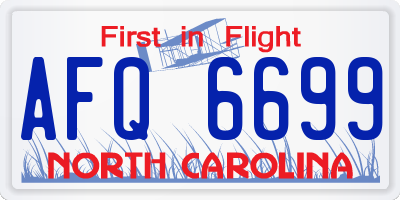 NC license plate AFQ6699