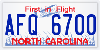 NC license plate AFQ6700