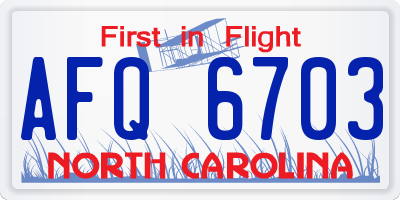 NC license plate AFQ6703