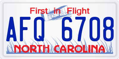 NC license plate AFQ6708