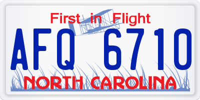 NC license plate AFQ6710