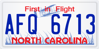 NC license plate AFQ6713