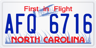 NC license plate AFQ6716