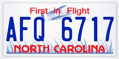 NC license plate AFQ6717