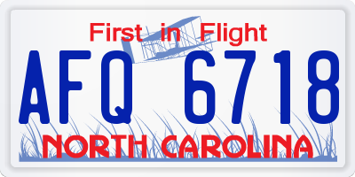 NC license plate AFQ6718
