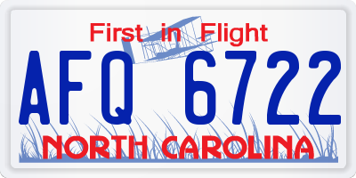 NC license plate AFQ6722