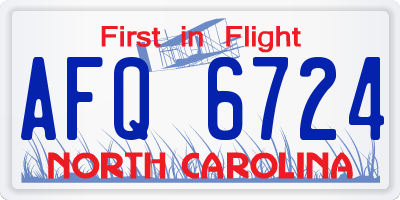 NC license plate AFQ6724