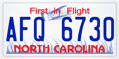 NC license plate AFQ6730