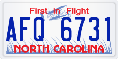 NC license plate AFQ6731