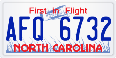 NC license plate AFQ6732