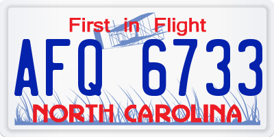 NC license plate AFQ6733
