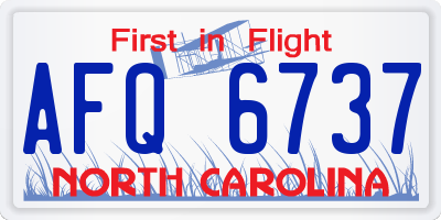 NC license plate AFQ6737