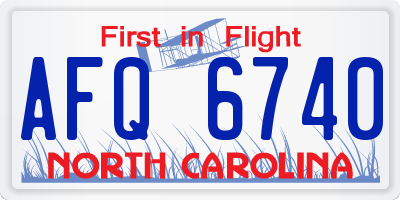 NC license plate AFQ6740