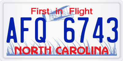 NC license plate AFQ6743
