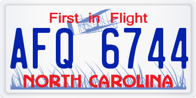 NC license plate AFQ6744