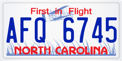 NC license plate AFQ6745