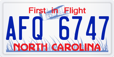 NC license plate AFQ6747
