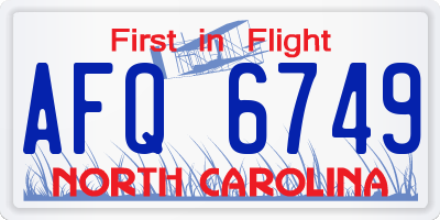 NC license plate AFQ6749