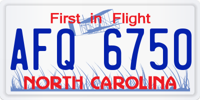 NC license plate AFQ6750