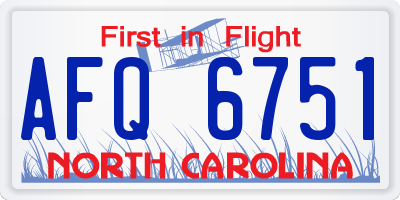 NC license plate AFQ6751