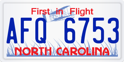 NC license plate AFQ6753