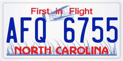 NC license plate AFQ6755