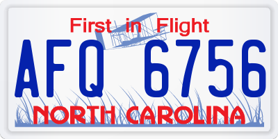 NC license plate AFQ6756