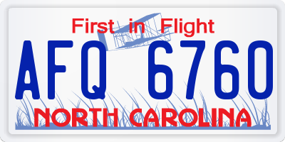 NC license plate AFQ6760