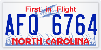 NC license plate AFQ6764