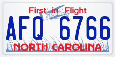 NC license plate AFQ6766
