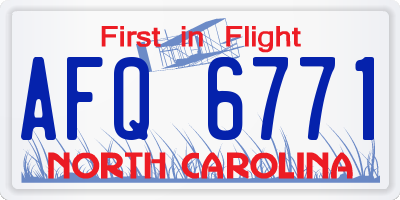 NC license plate AFQ6771
